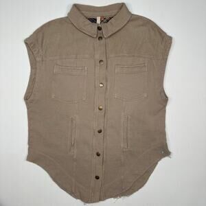 Anthropologie Pilcro Sleeveless Shacket Vest with Snap Front Size Small